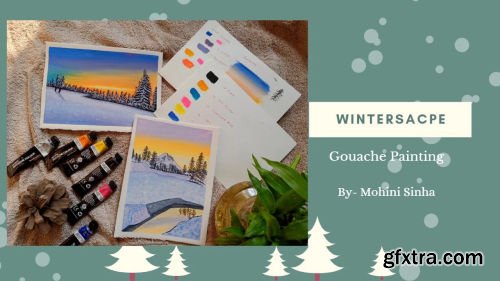 Winterscape Gouache Painting