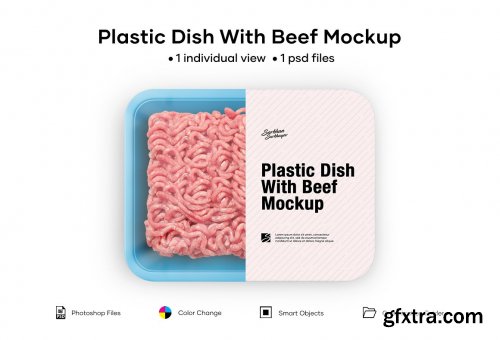 CreativeMarket - Plastic Dish With Beef Mockup 5005127