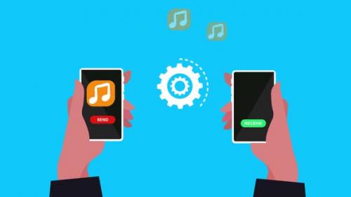 Videohive - Sending Music From One Mobile Device To Another Mobile Device - 35663377