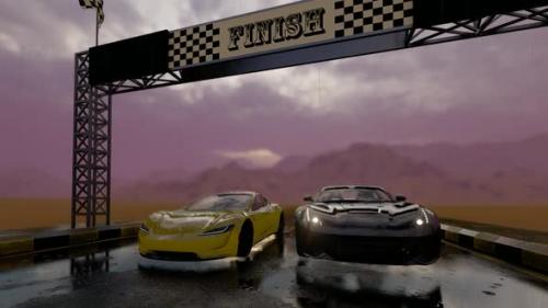 Videohive - Approaching the Finish in a Race on a Wet Track - 35865593
