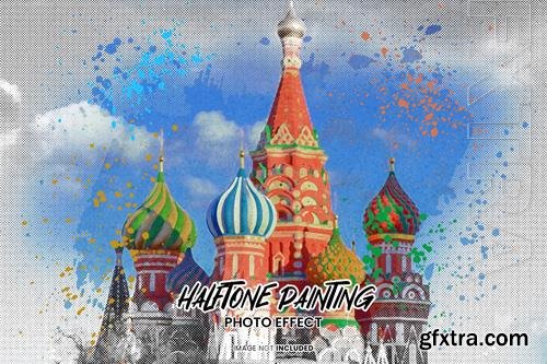 Painting halftone photo effect psd