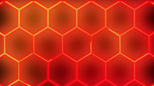 Videohive - Abstract seamless 4K video animation. Video animation of glowing neon abstraction honeycomb - 36244346