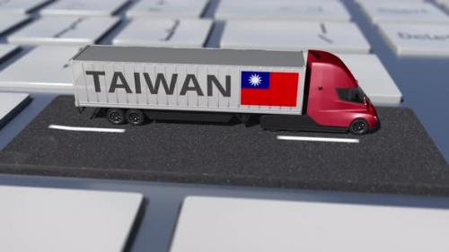 Videohive - Flag of Taiwan on Moving Truck and Computer Keyboard - 36407113