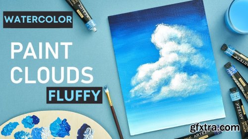 Draw & Paint Fluffy Clouds: In-depth step by step tutorial with wet into wet technique, and