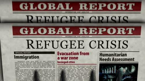 Videohive - Refugee crisis and humanitarian aid newspaper printing press - 36785818