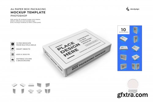 A4 Paper Box Packaging Mockup Template Bundle