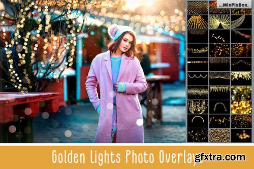 100 Golden Lights Photo Overlays