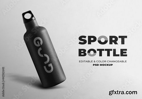 Minimal Sport Bottle Mockup in Stainless Steel