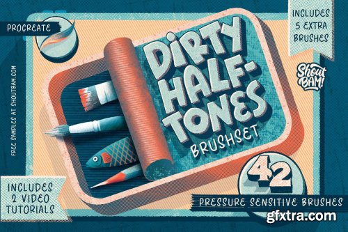 CreativeMarket - Dirty Halftones Brush Set 5089396