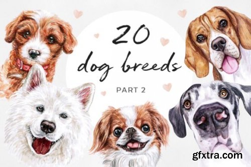 Watercolor Set 20 DOG Breeds