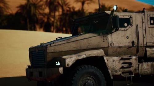 Videohive - Armoured Military Truck in Desert - 37805103