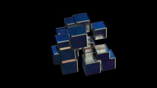 Videohive - Abstract Steel Cube Cubic Shape Animation Loop - 37914592