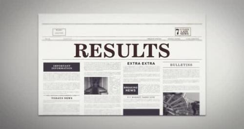 Videohive - RESULTS headline on turning newspaper - Digitally generated animation - 38027545