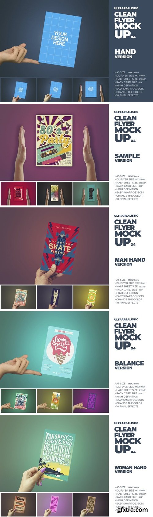 Clean Hand Flyer Mockups x4 27ZAZNX
