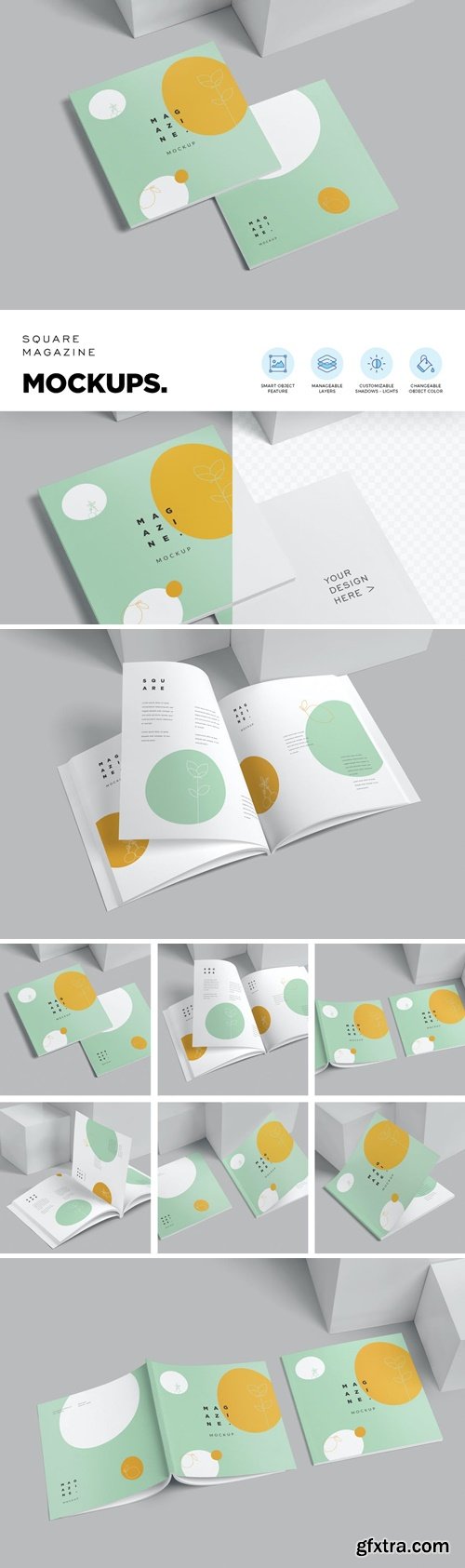 Square Magazine Mockups BY2YZ4N