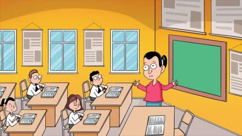 Videohive - Teacher Talking And Students Listening In Classroom 4K - 38867142