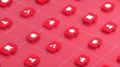 Videohive - Social Media Icon Buttons Flowing - 38857619