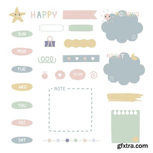 Set of cute hand drawn doodle text box with icon speech bubble