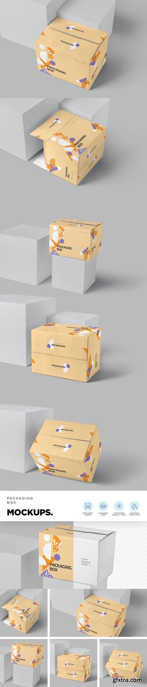 CreativeMarket - Cardboard Packaging Box Mockups 6629755