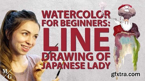 Watercolor For Beginners: Line Drawing Of Japanese Lady