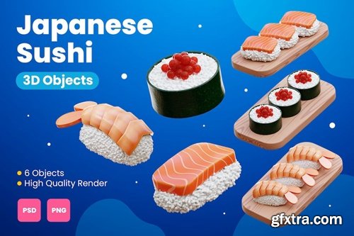 Japanese Sushi 3D Illustrations XYA23Z8