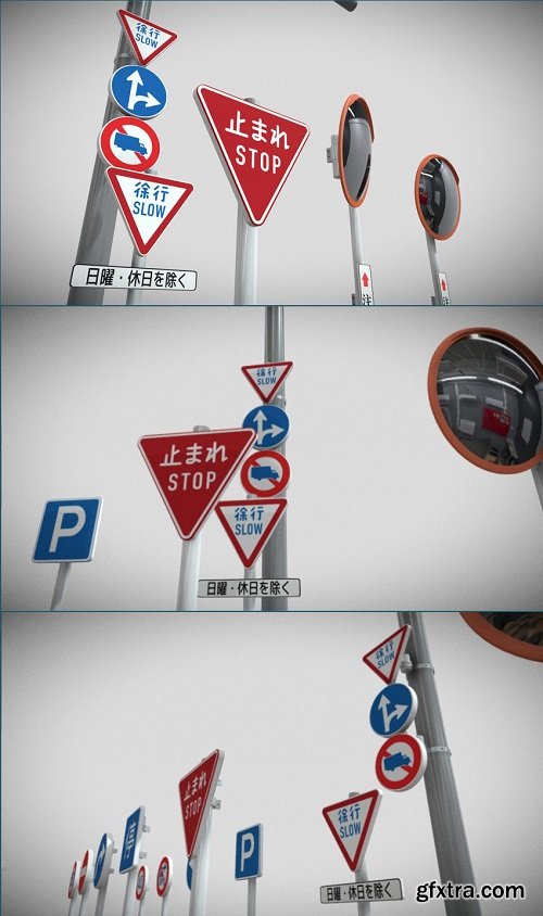 Japanese Road Signs 28 road signs and more 3d model