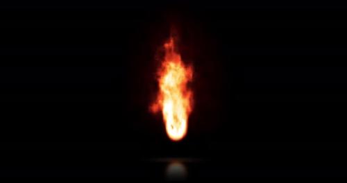 Videohive - Real Flame of fire burning, isolated torch in the dark and reflecting off the floor. - 39602629