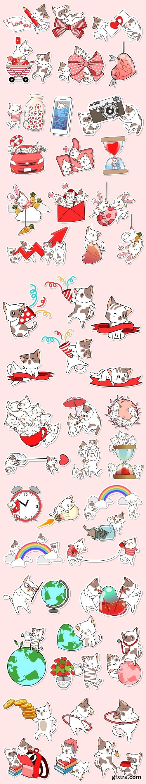 Cute cat cartoon sticker collection