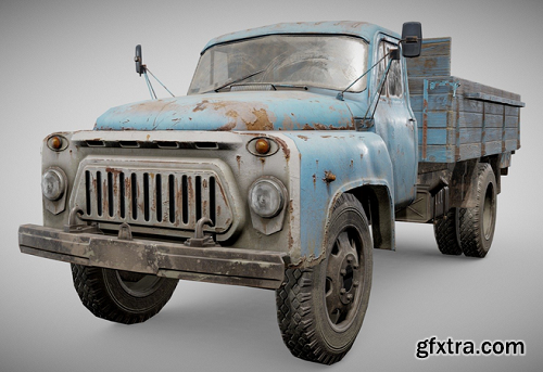 GAZ 52 rusty damaged truck 3D Model
