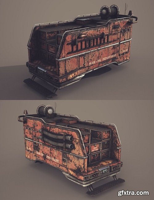 Fallout 4 Miami Fire Engine Truck Attachment 3D Model