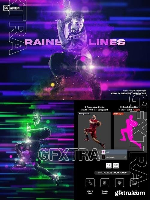 Rainbow Lines Photoshop Action 39195883