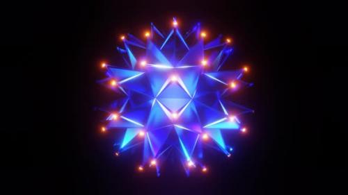 Videohive - 3D Loop Animation of the Rotating Polygonal Prism with Glow Luminous Vertices - 40788873