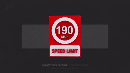 Videohive - Speed sign board 190km - 4K - 41501386