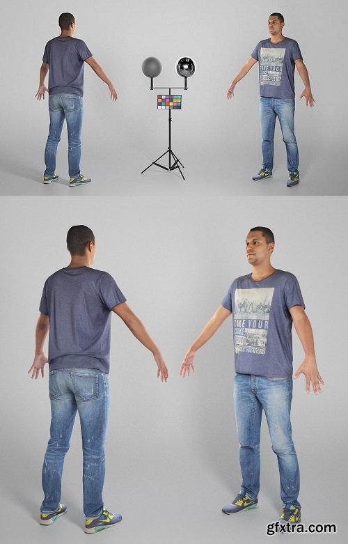 Young man in casual clothes in A-pose 318 3D Model