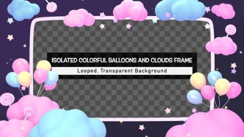 Videohive - Isolated Colorful Balloons And Clouds Frame - 41810875