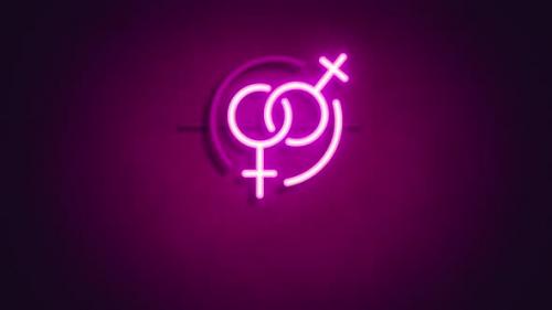 Videohive - Woman and Woman gender icons neon sign - 41830760