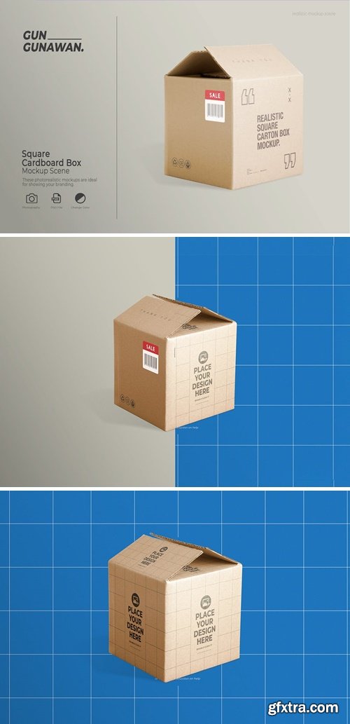 Square Cardboard Box Mockup JEL4JEX