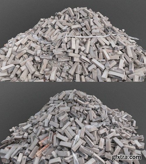 Pavement floor tiles pile 3D Model