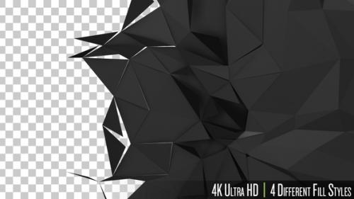 Videohive - 4K 3D Triangle Polygons Fill Screen Transition on a Dark Background - 42146698