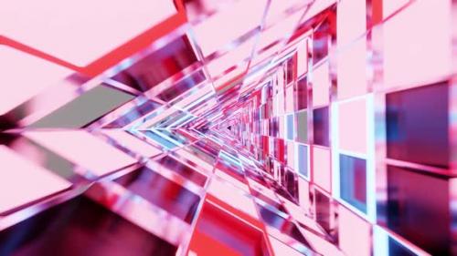 Videohive - Rotated Pink Crystal Triangle Tunnel Vj Loop Background 4K - 42164903