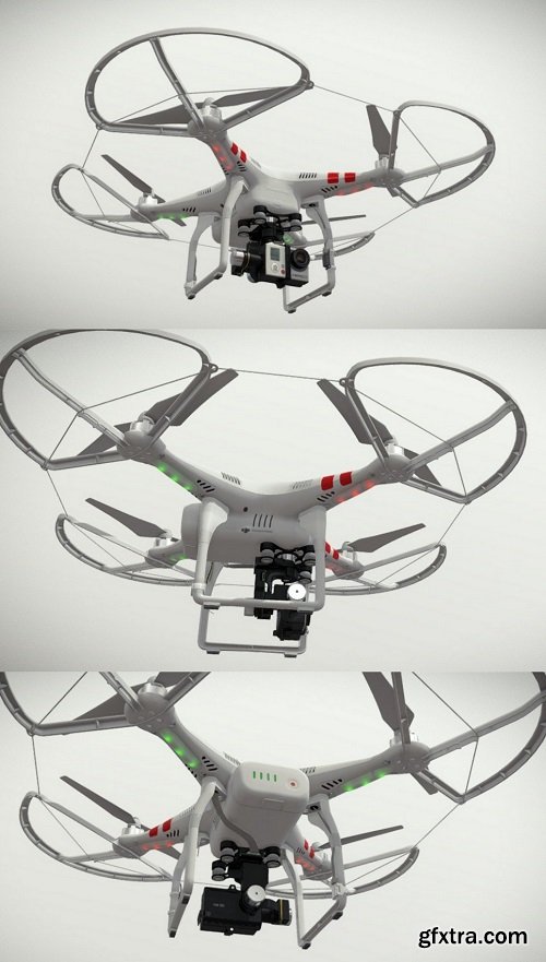 DJI Phantom 2 Quadcopter Prop Guard GoPro HERO3 3D Model