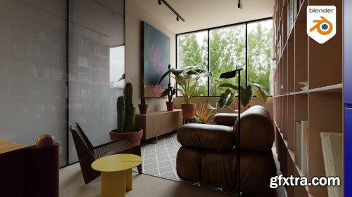 Interior architecture visualization in blender