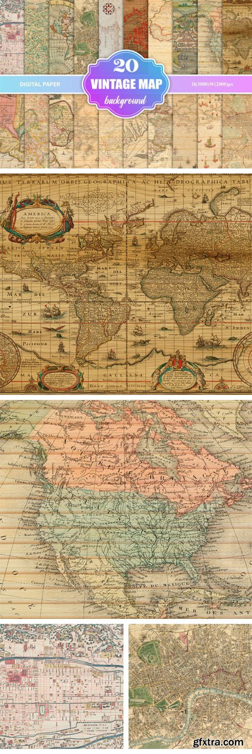 20 Wooden Vintage Maps Textures