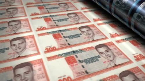 Videohive - Cuba Peso money banknotes printing seamless loop - 43041205