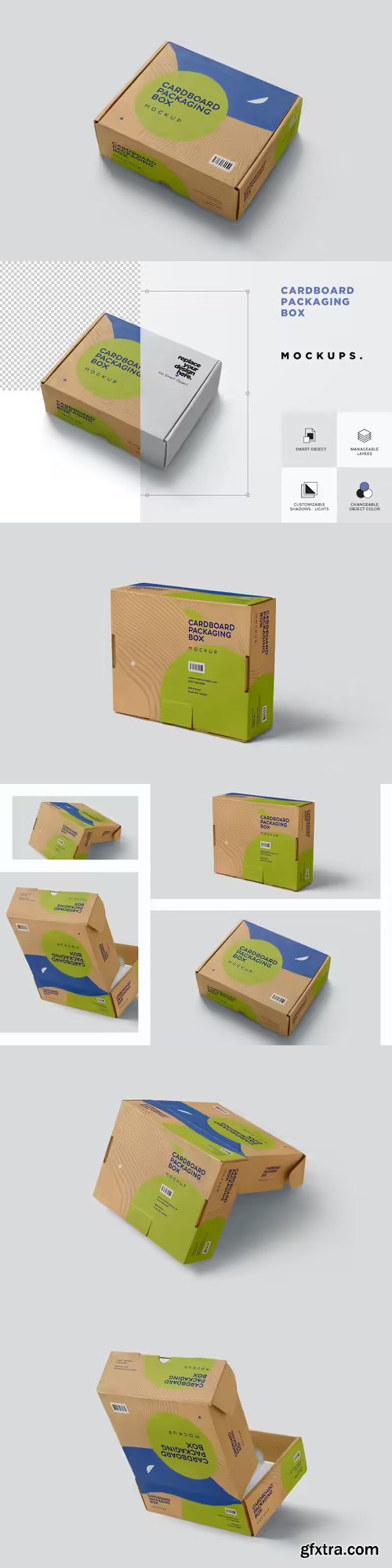 Slim Cardboard Shipping Box Mockups