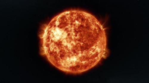 Videohive - Sun with Erupting Plasma Flares in Outer Space Concept Wide Locked Shot - 43150045