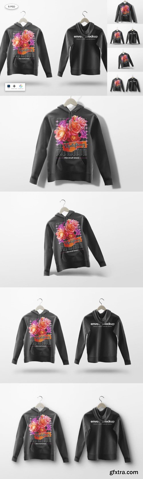 Female Fitted Hanging Hoodie Mockup