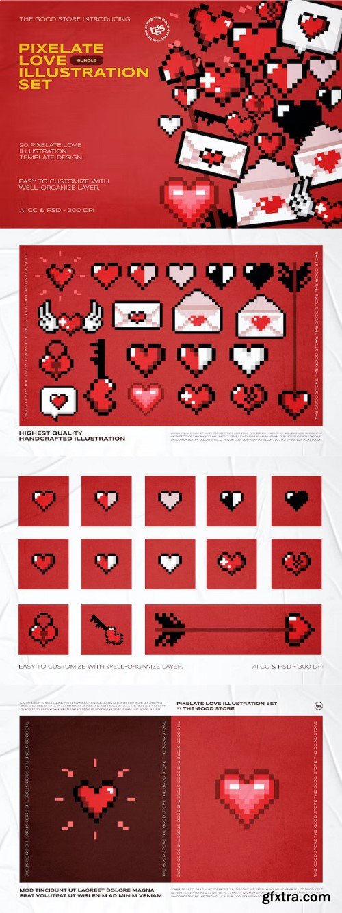 Pixelate Love Illustration Set