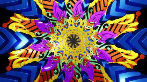 Videohive - Colorful Ethnic Mandala Vj Loop Background 01 - 43398864