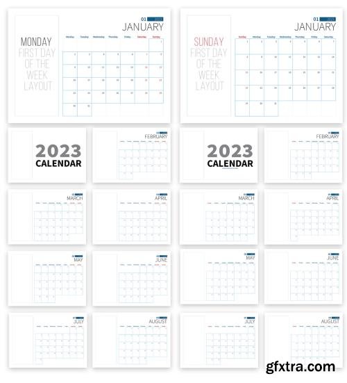2023 Calendar Planner Eu and Us Horizontal 525910581